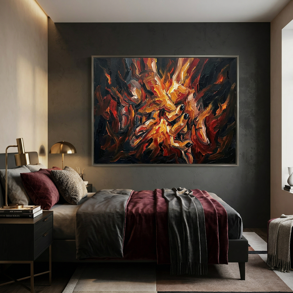 Hands Wall Art Canvas – Abstract Couple Hands, Romantic Bedroom Wall Decor, Love Connection Painting AffinityArts