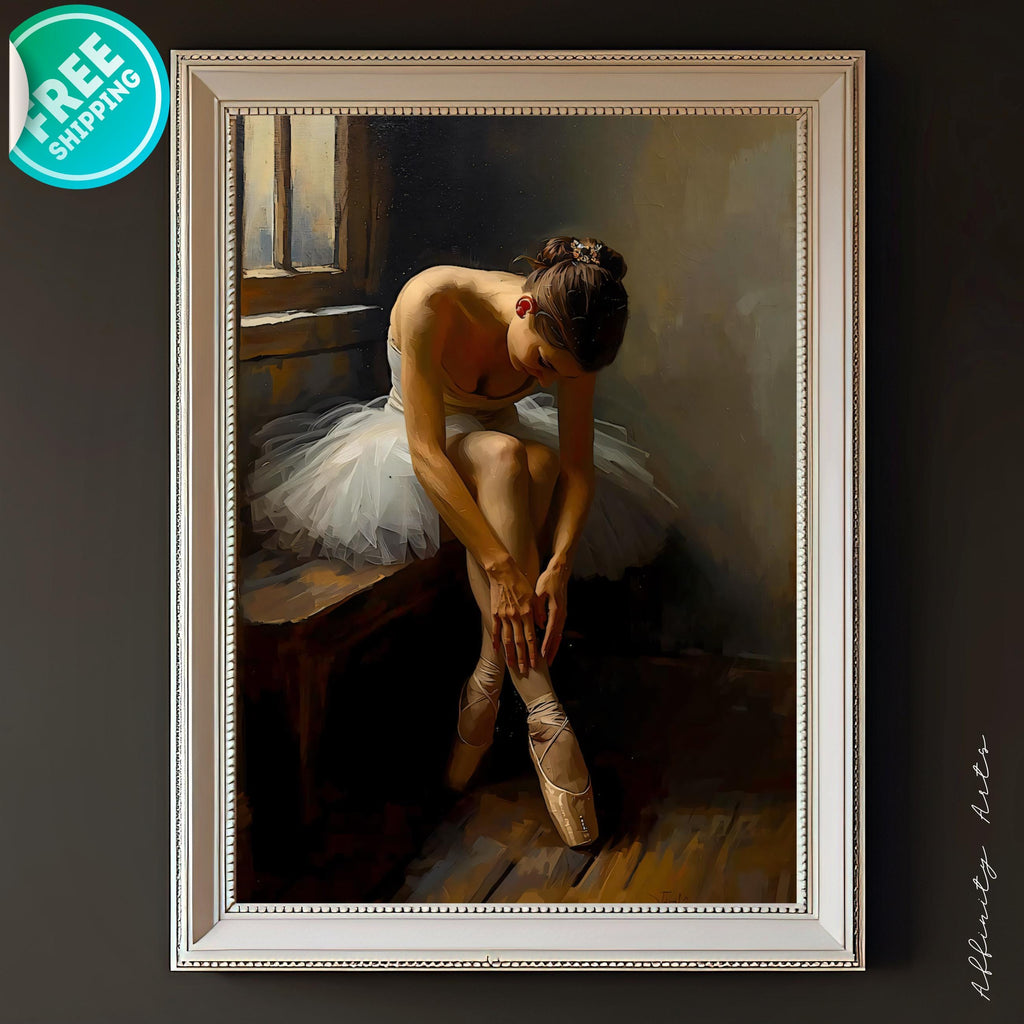 Ballerina Painting: Elegant Ballet Dancer Canvas Art or Satin Poster AffinityArts