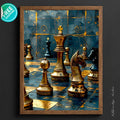 Teal and Gold Chess Canvas Art: Luxury Game Room Decor - AffinityArts 