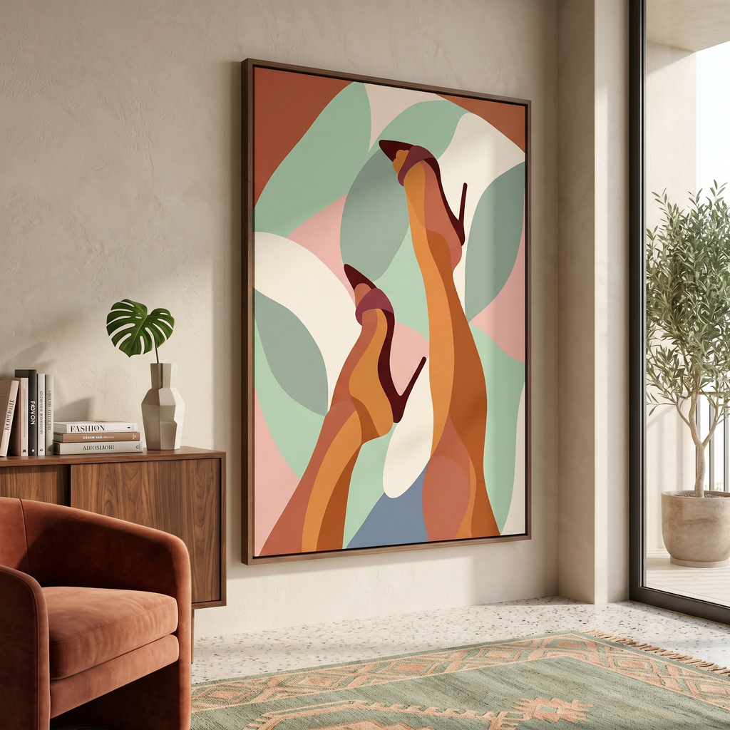 Bedroom Wall Decor – Heels Abstract Print, Feminist Art Poster | Boho Sage Green Terracotta