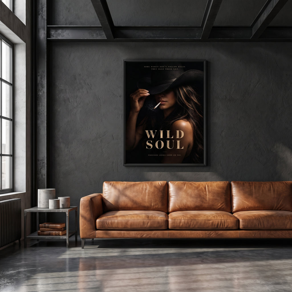 Vertical 3:4 portrait art print with deep black background and warm golden skin tones