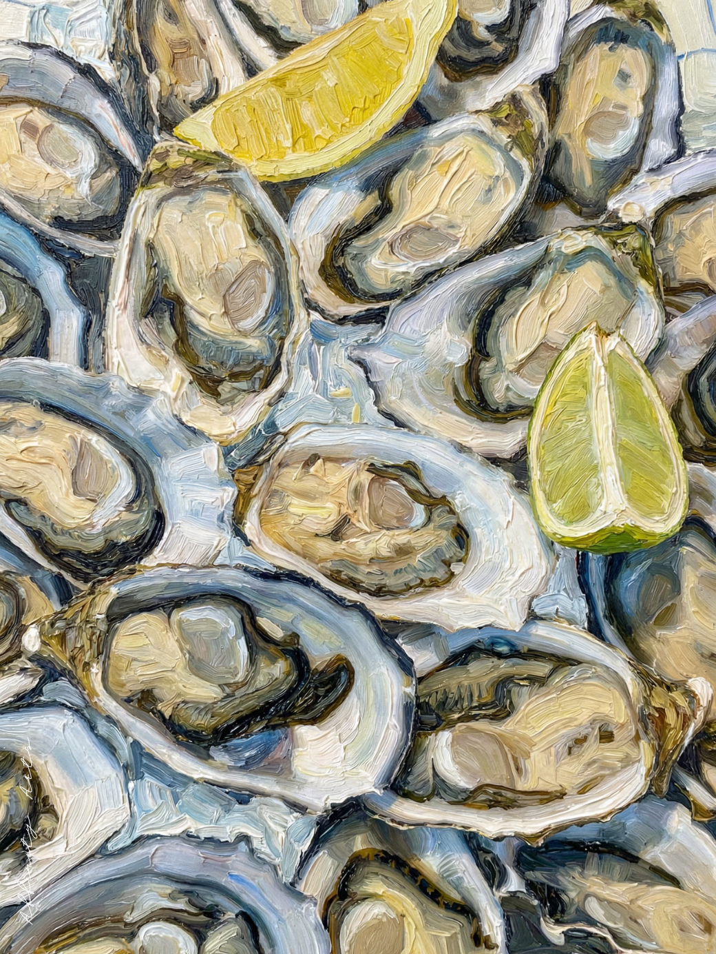 Oyster Wall Art Print Seafood Painting | Fresh Lemon | Kitchen Wall Decor