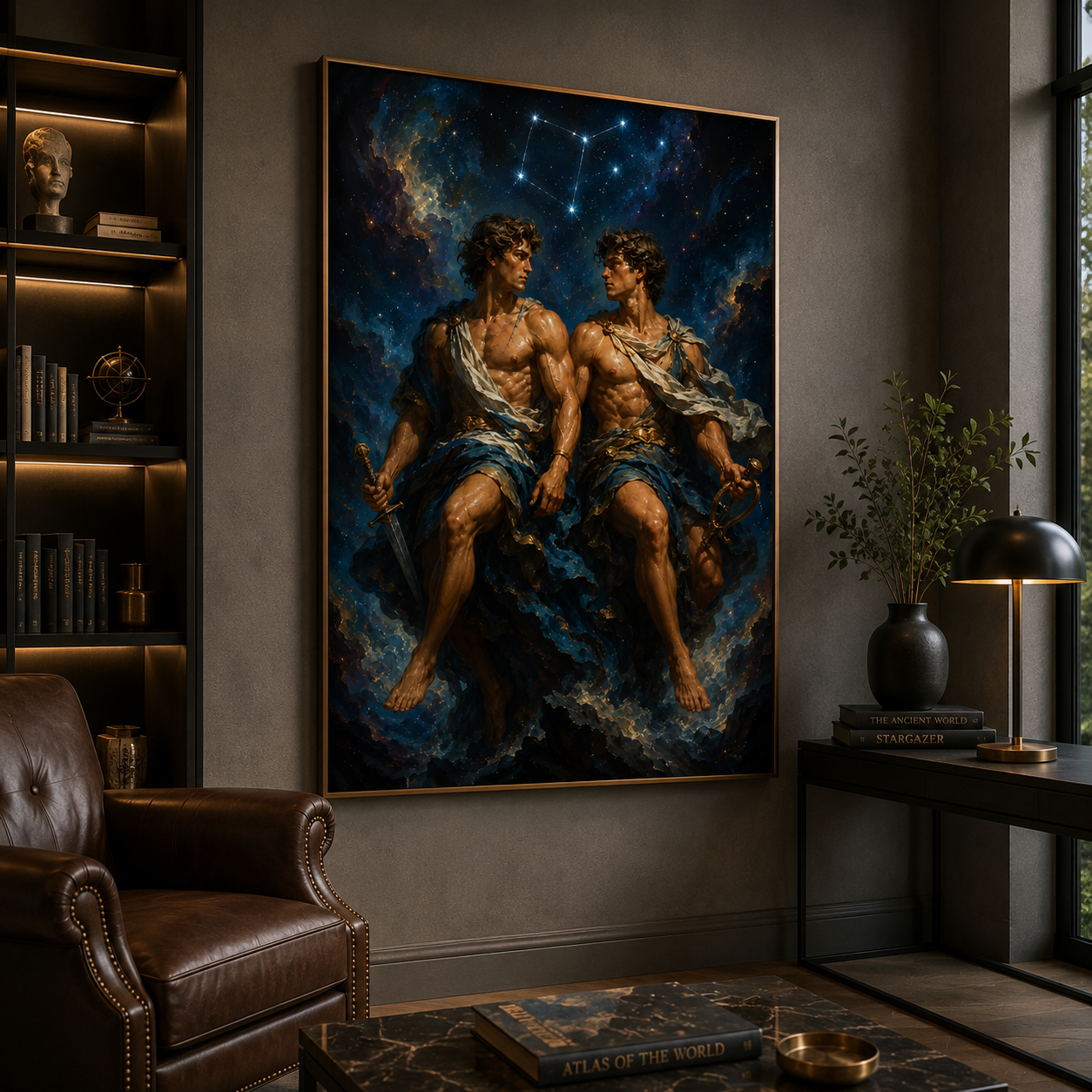 Cosmic art print combining star sign wall art and celestial mythology decor