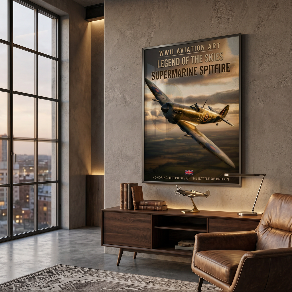 Premium matte poster print 250gsm — archival inks, spitfire wwii art, gallery quality
