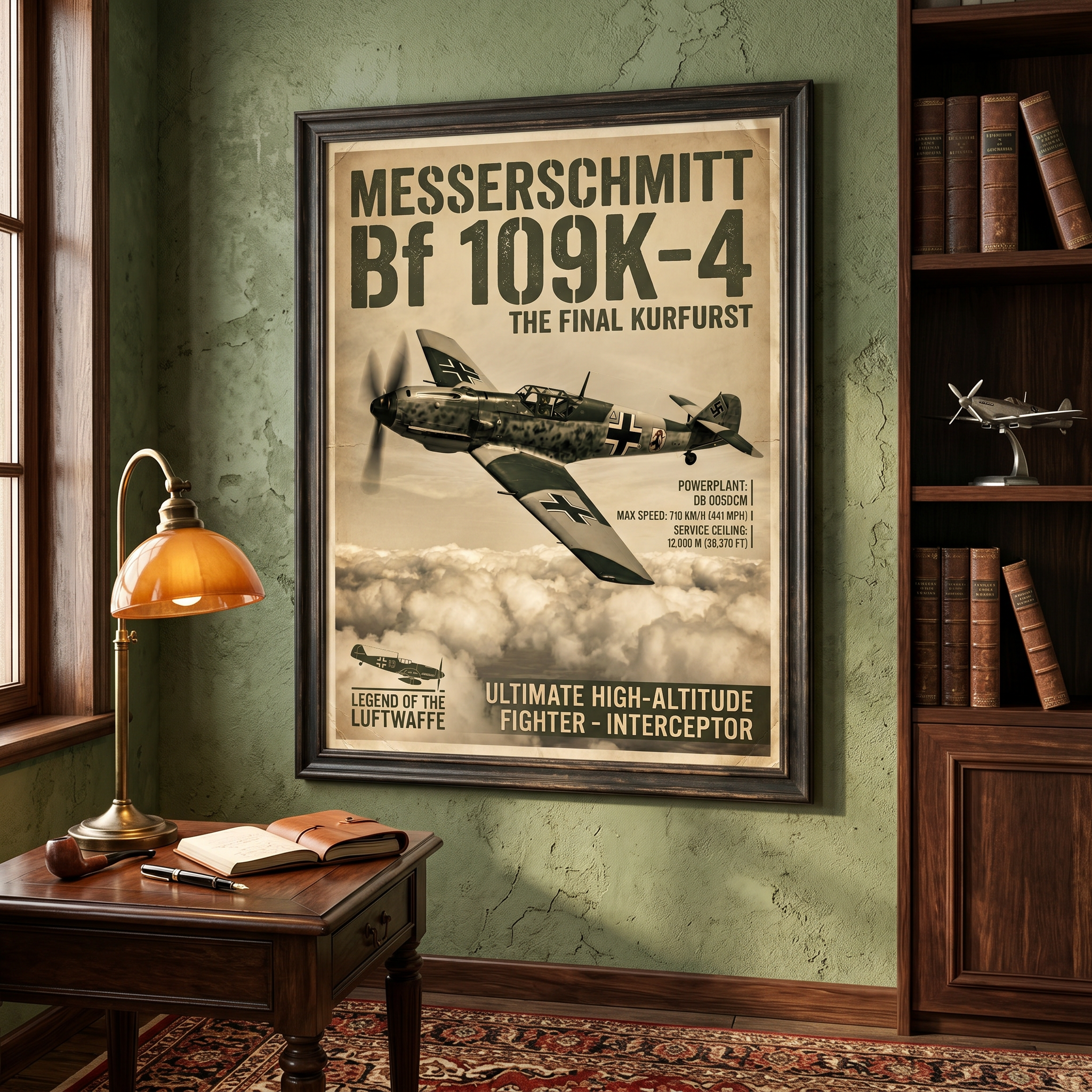 Messerschmitt Bf 109K-4 Poster — WWII Aviation Wall Art Print