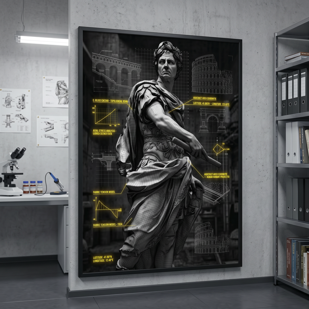 Blueprint Poster – Julius Caesar Roman Empire | Dark Academia Decor, Engineering Print