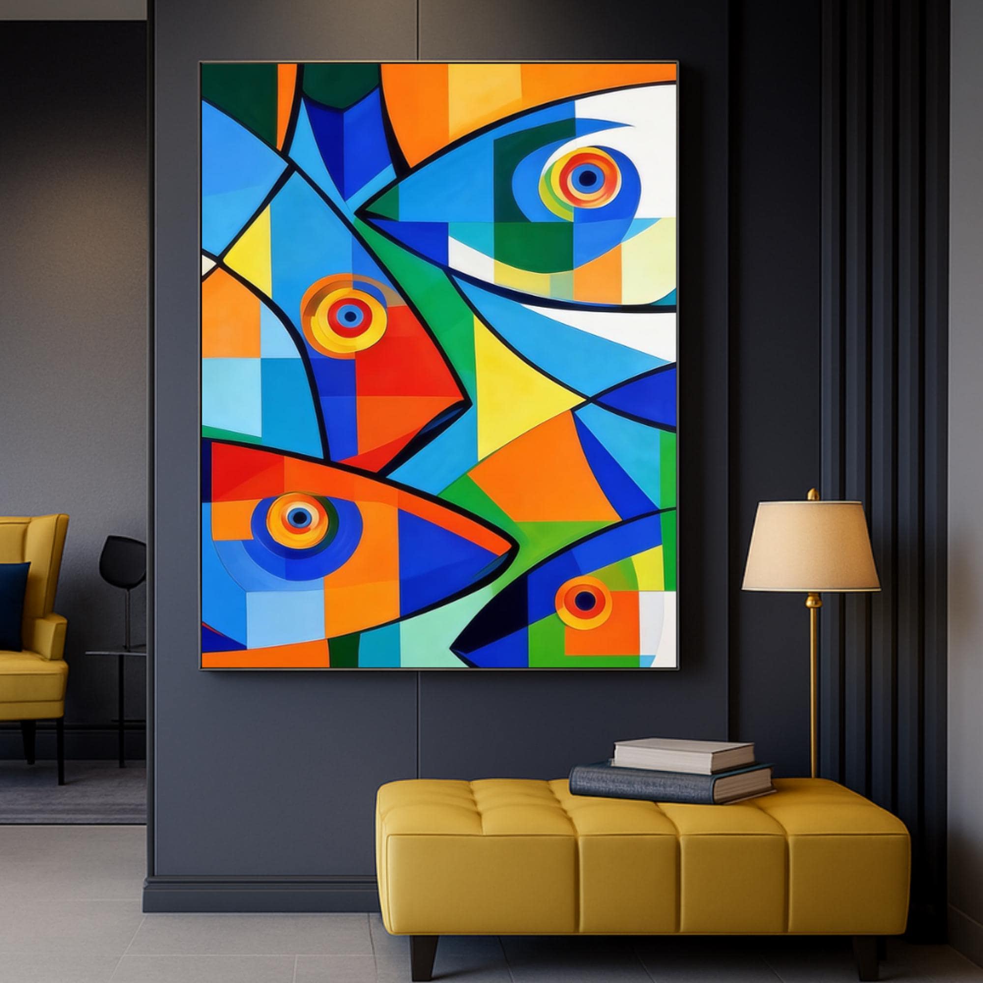 Cubist Fish Art Print, Colorful Geometric Ocean Poster or Canvas (Digital File Available) AffinityArts