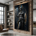 powerful athena wall art bringing focus and strength into a modern dark office