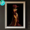 Elegant Witch Art Print | Burgundy Gown, Fantasy Wall Decor - AffinityArts 