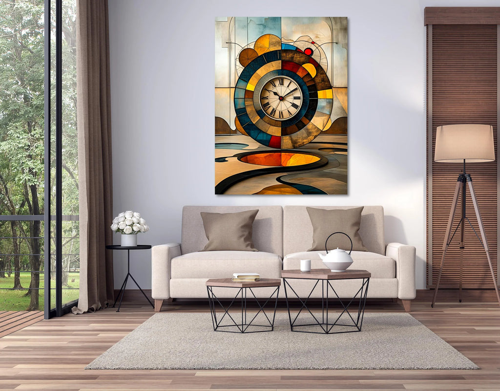 Abstract Wall Clock Art Print: Geometric Surrealist Decor, Modern Minimalist Artwork - AffinityArts 