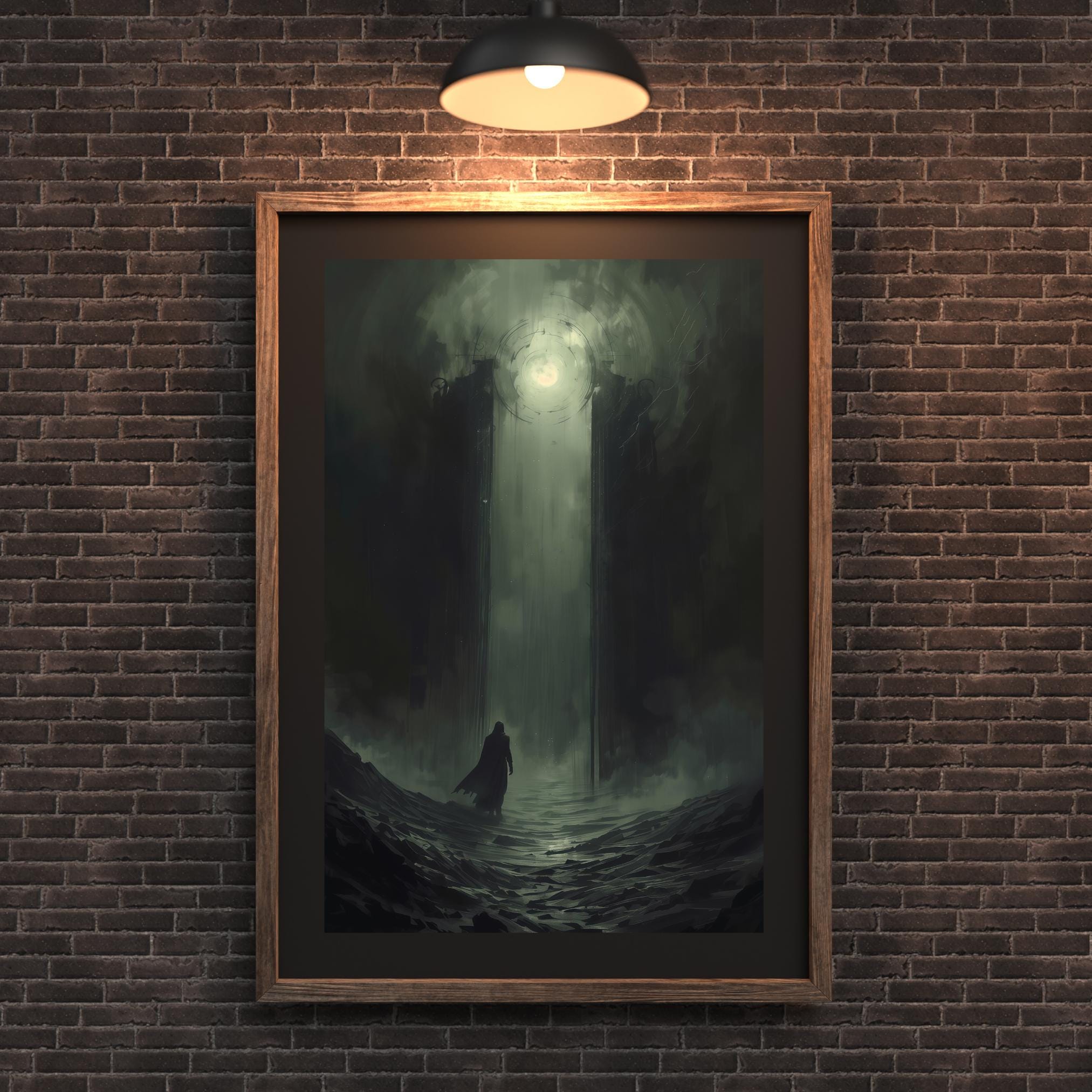 Dark Fantasy Art Print, Gates from Darkness to Light, Satin Paper