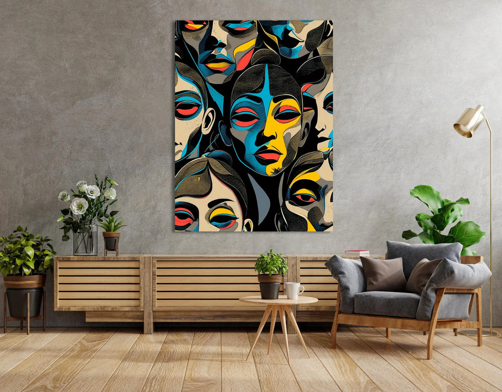 Abstract Colorful Face Art: Modern Pop Art Canvas Print - AffinityArts 
