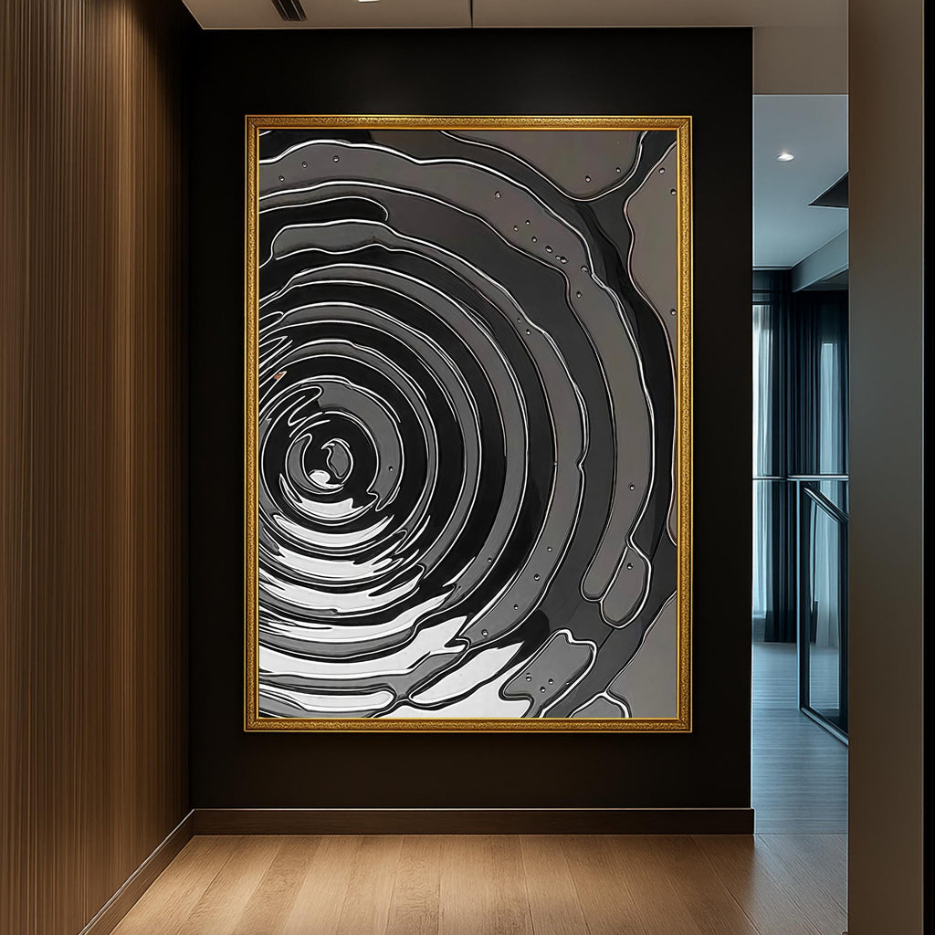 Dark organic pattern of swirling contours mimicking wood grain or fluid motion
