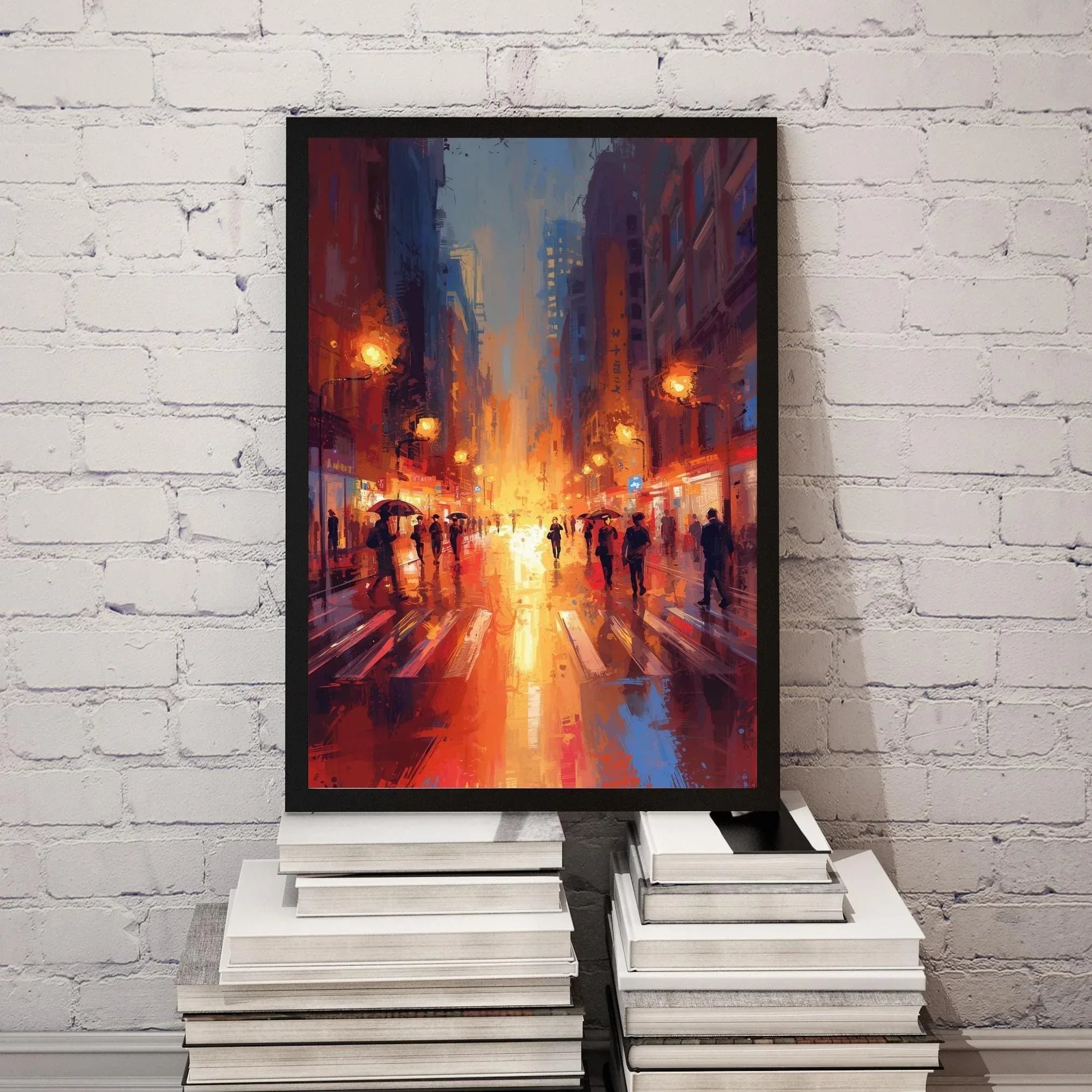 Rainy City Poster – Abstract Urban Wall Art Print, Modern Cityscape Decor - AffinityArts 