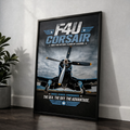 F4U Corsair poster hanging in man cave wall art display