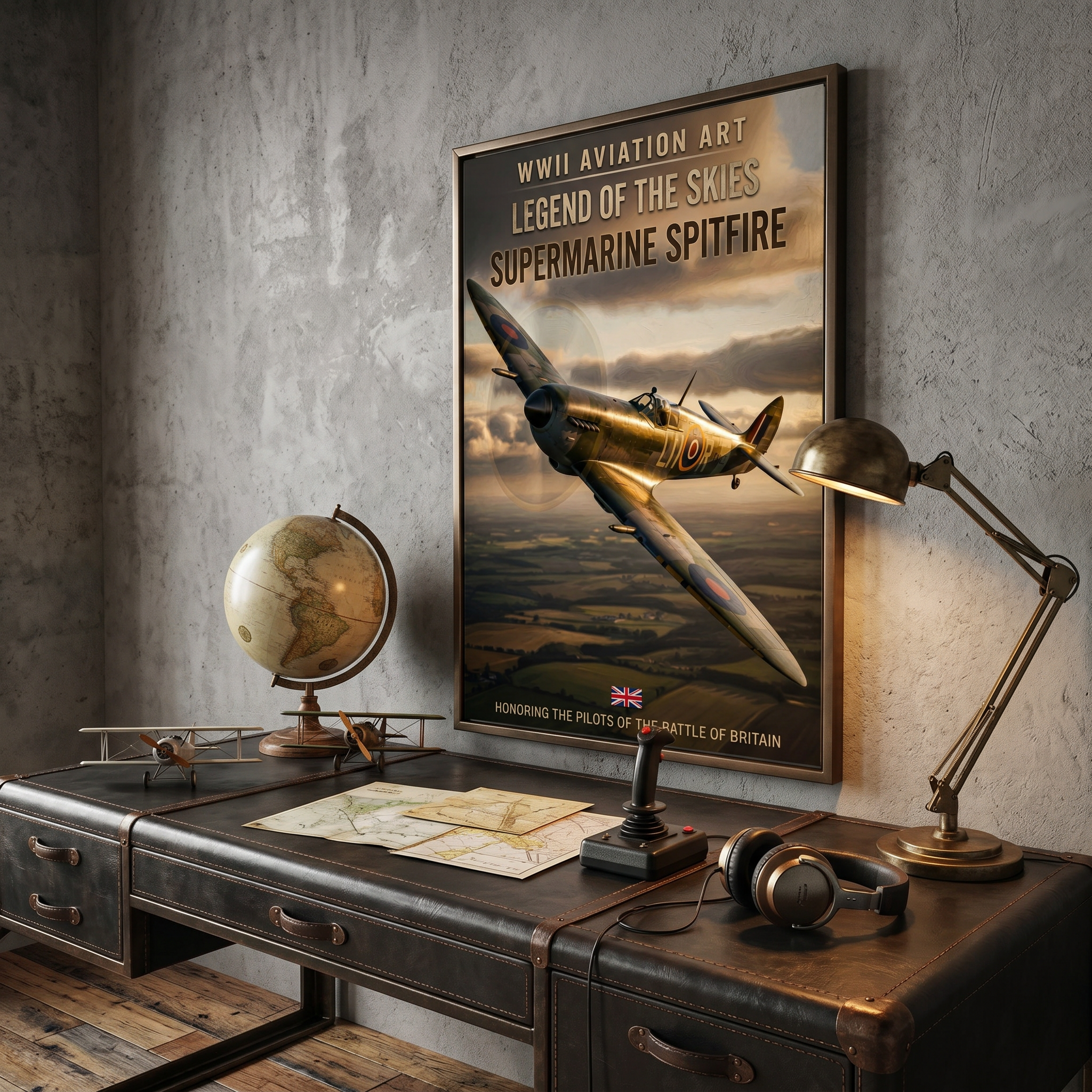 English countryside from above — Spitfire WWII poster, battle of britain tribute print
