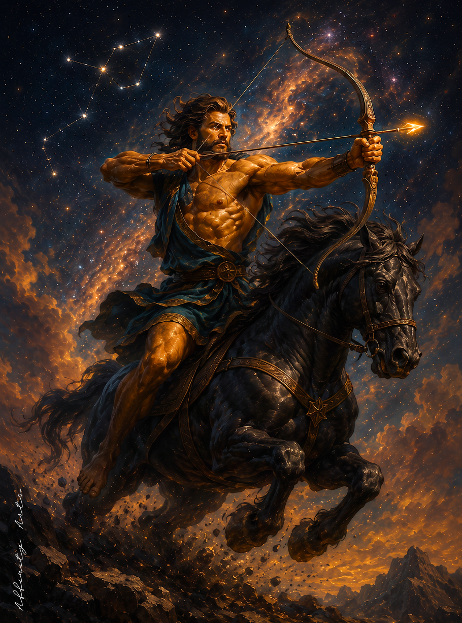 sagittarius wall art canvas print – gallery wrap, ready to hang, archival ink