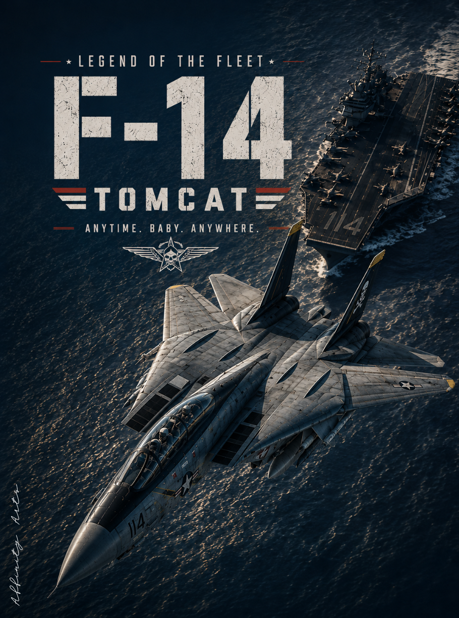 F14 Tomcat poster print — premium matte 250gsm archival ink, gallery quality