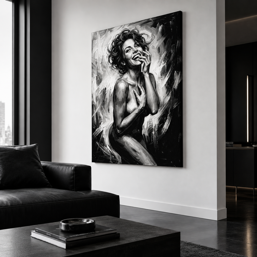Nudist woman art canvas print, gallery-wrapped, ready to hang