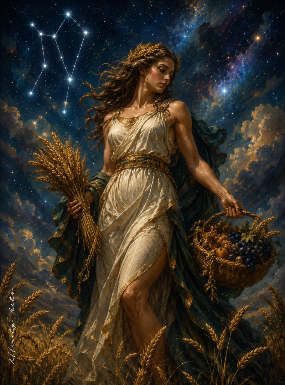 virgo zodiac wall art print — celestial art poster, 18x24" to 30x40"
