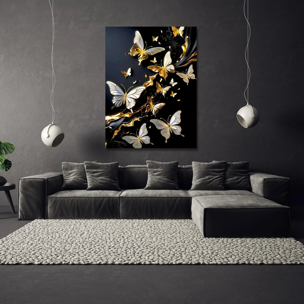 Gold Butterfly Canvas Wall Art: Elegant Modern Home Decor - AffinityArts 