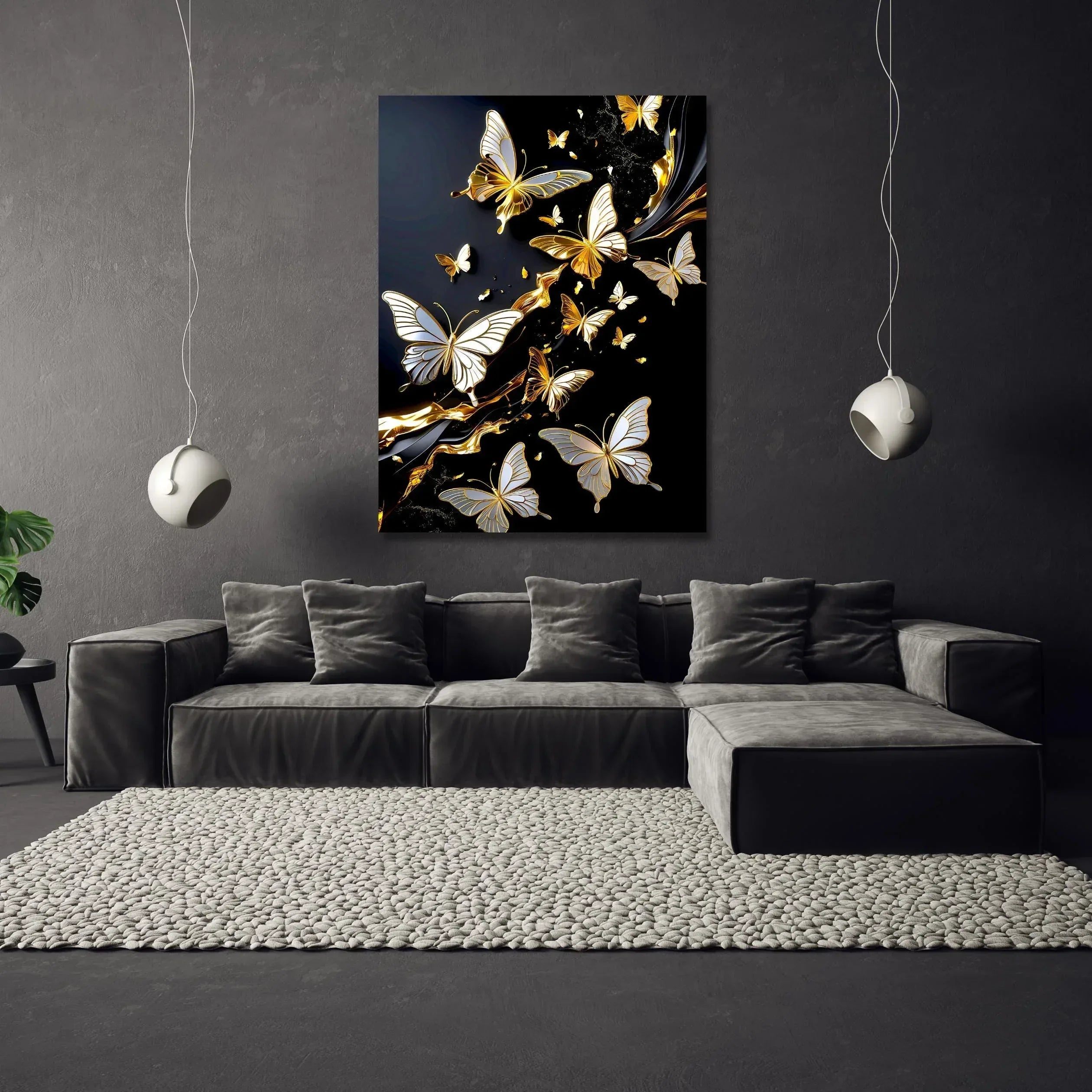 Gold Butterfly Canvas Wall Art: Elegant Modern Home Decor - AffinityArts 