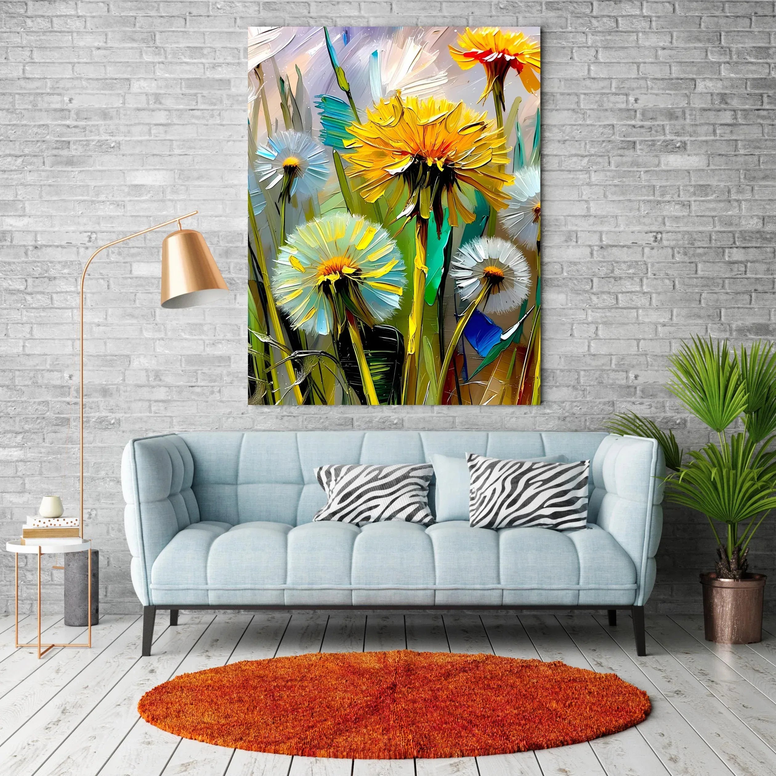 Dandelion Canvas Wall Art – Colorful Wildflower Painting, Abstract Nature Decor, Bright Floral Print - AffinityArts 