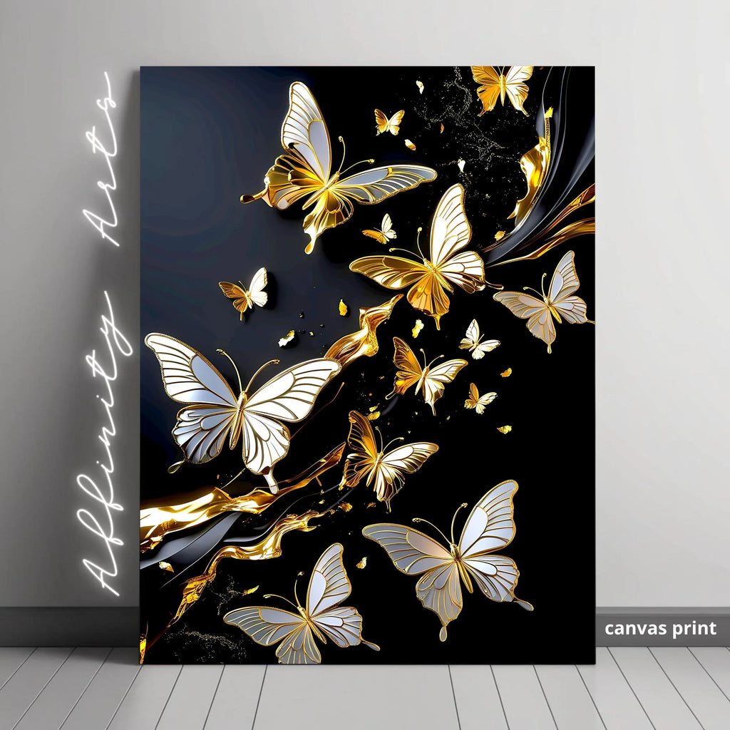 Gold Butterfly Canvas Wall Art: Elegant Modern Home Decor - AffinityArts 