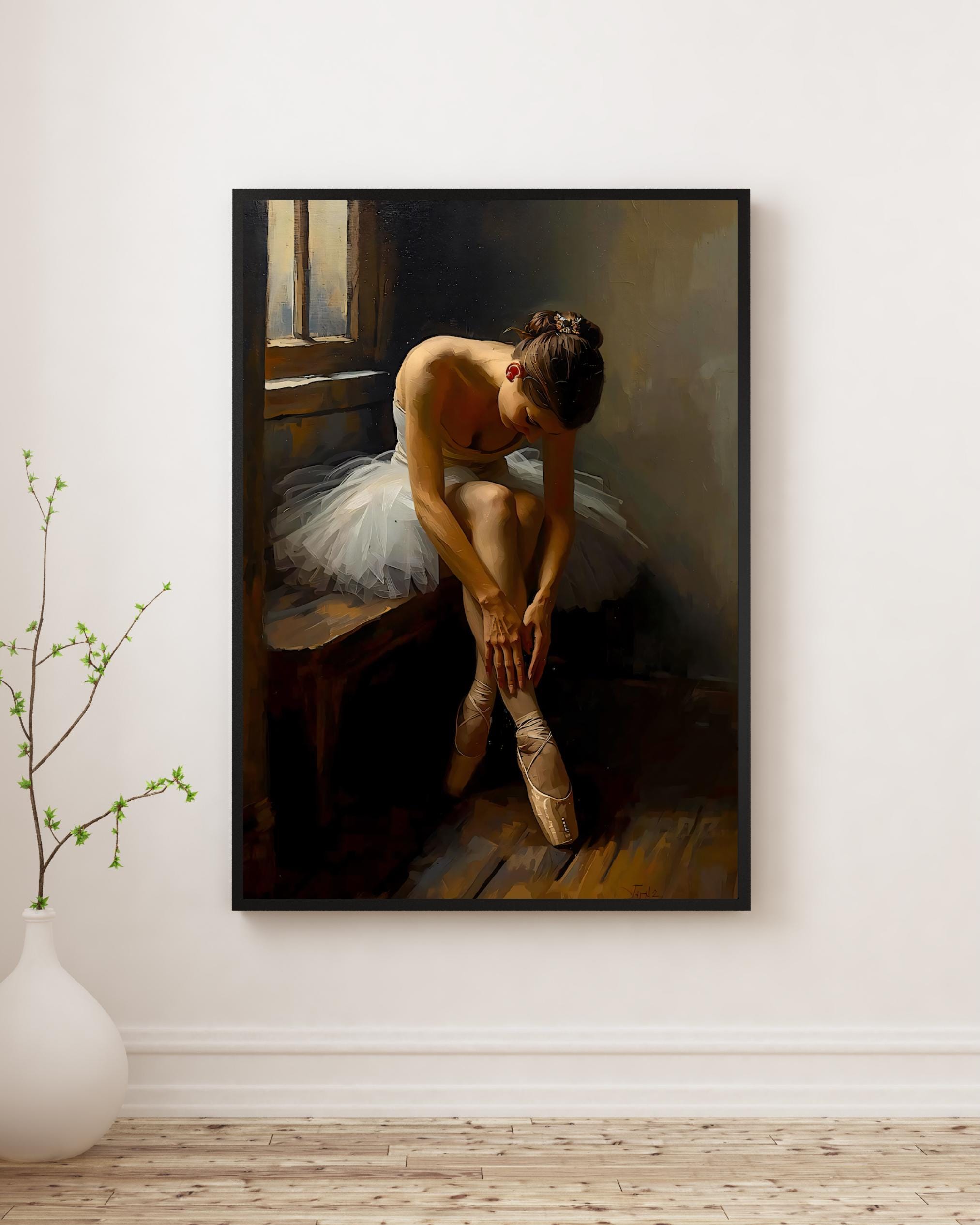 Ballerina Painting: Elegant Ballet Dancer Canvas Art or Satin Poster AffinityArts