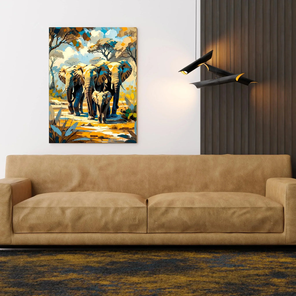 Elephant Family Canvas Print: African Safari Wall Art - AffinityArts 