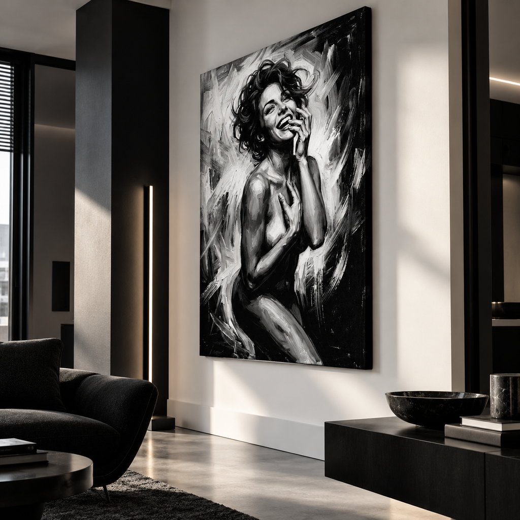 Woman body art canvas print with 1.5 inch wooden stretcher bars