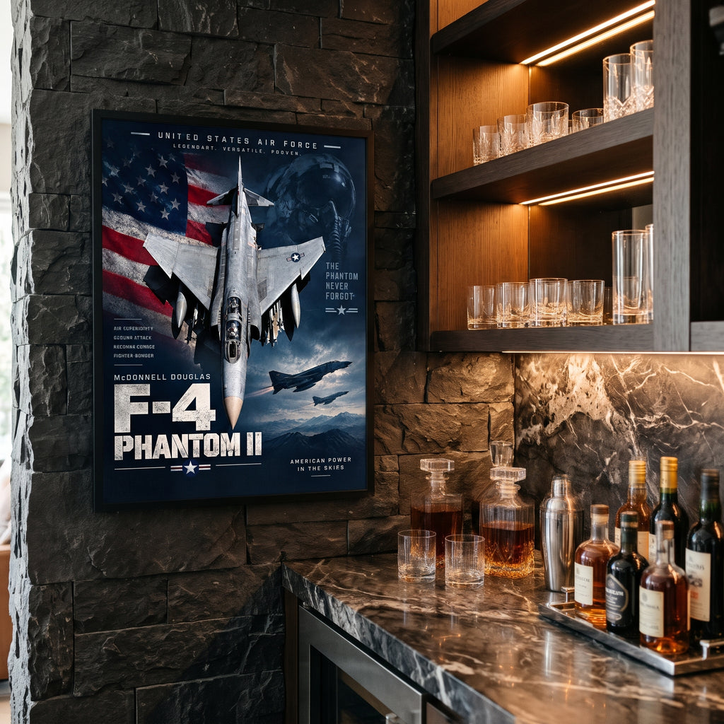 USAF poster listing the F-4 roles: air superiority, ground attack, reconnaissance, fighter-bomber