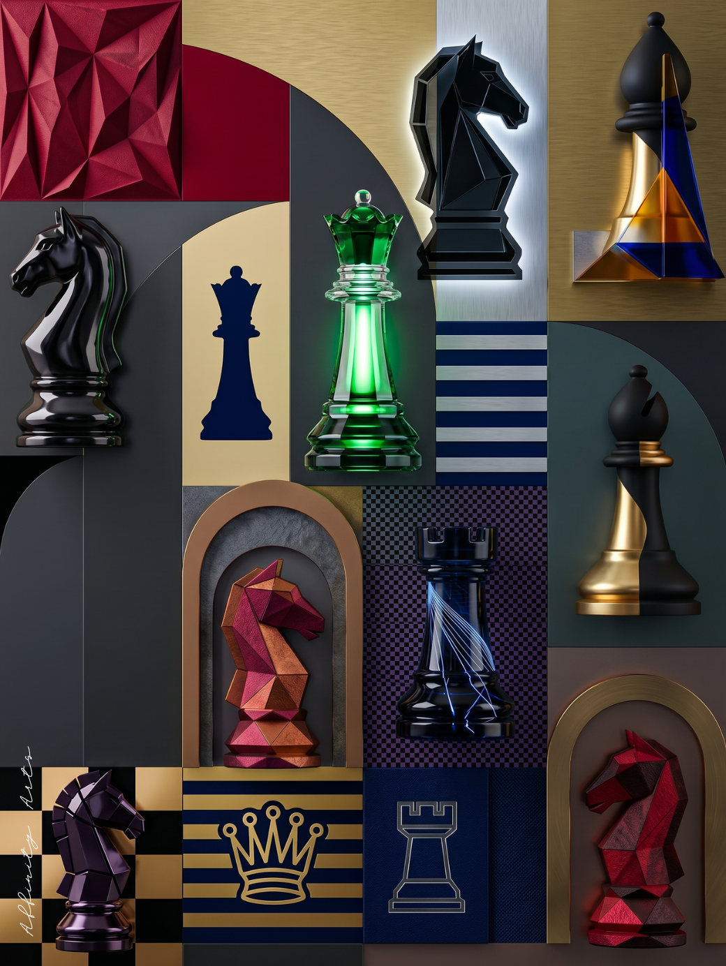 Chess art canvas print — stretched on 1.5 inch gallery-depth wooden frame, hook included, ready to hang