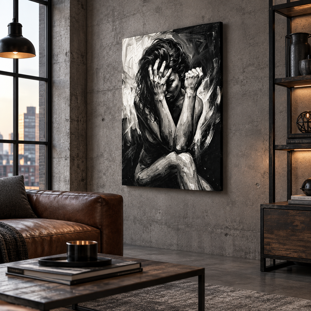 Woman body art canvas print with 1.5 inch wooden stretcher bars