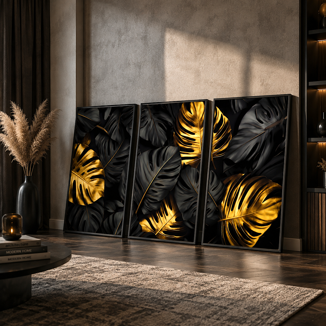 Gallery wrap canvas depth — triptych print, ready to hang, no frame needed