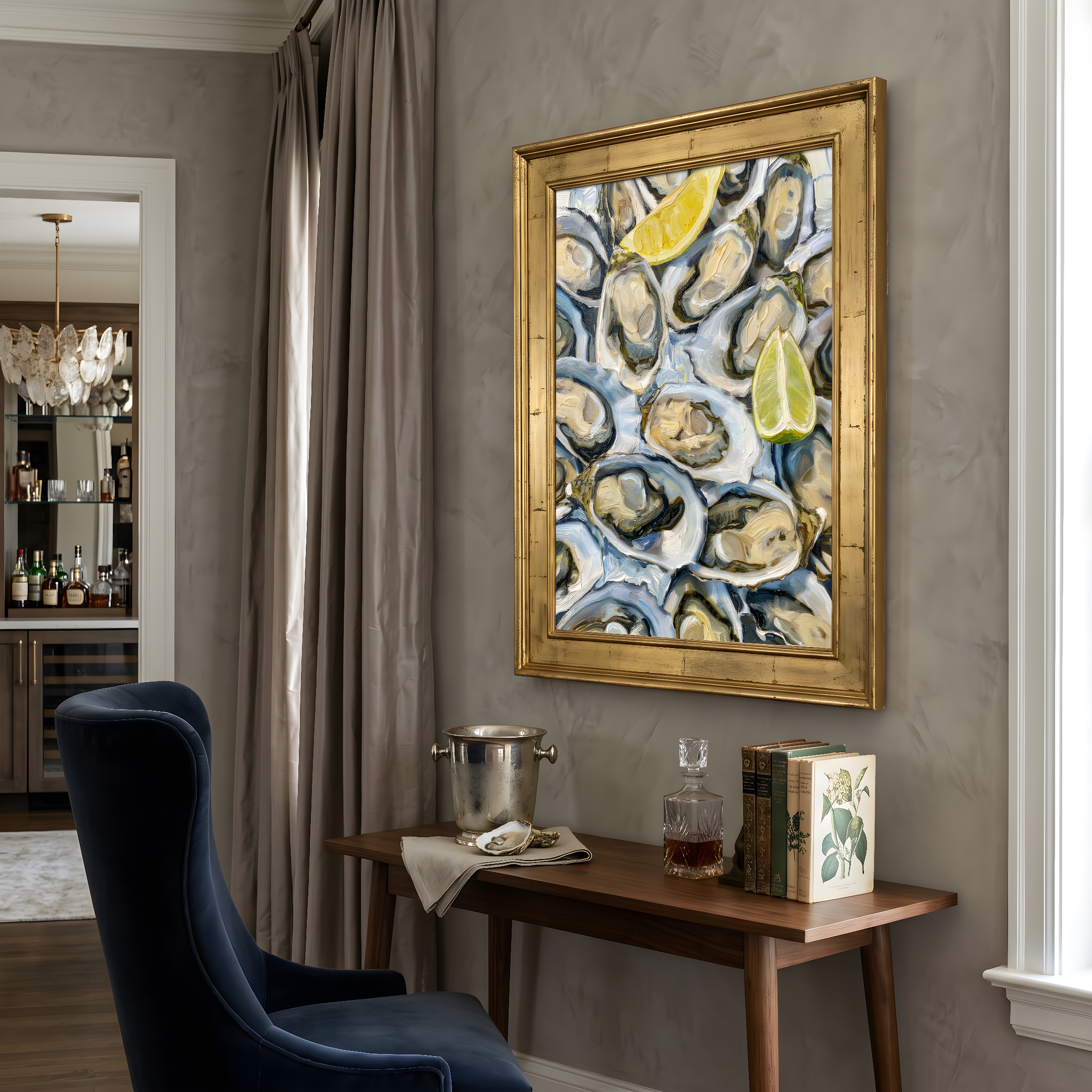 Oyster Wall Art Print Seafood Painting | Fresh Lemon | Kitchen Wall Decor