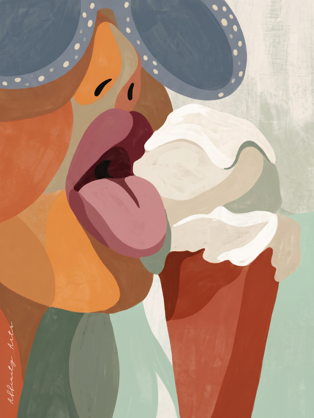 Kitchen art print — ice cream pop art poster, retro woman, 18x24 24x36 30x40 inch, archival matte or stretched canvas
