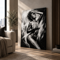 Female body art canvas print stretched on wooden frame
