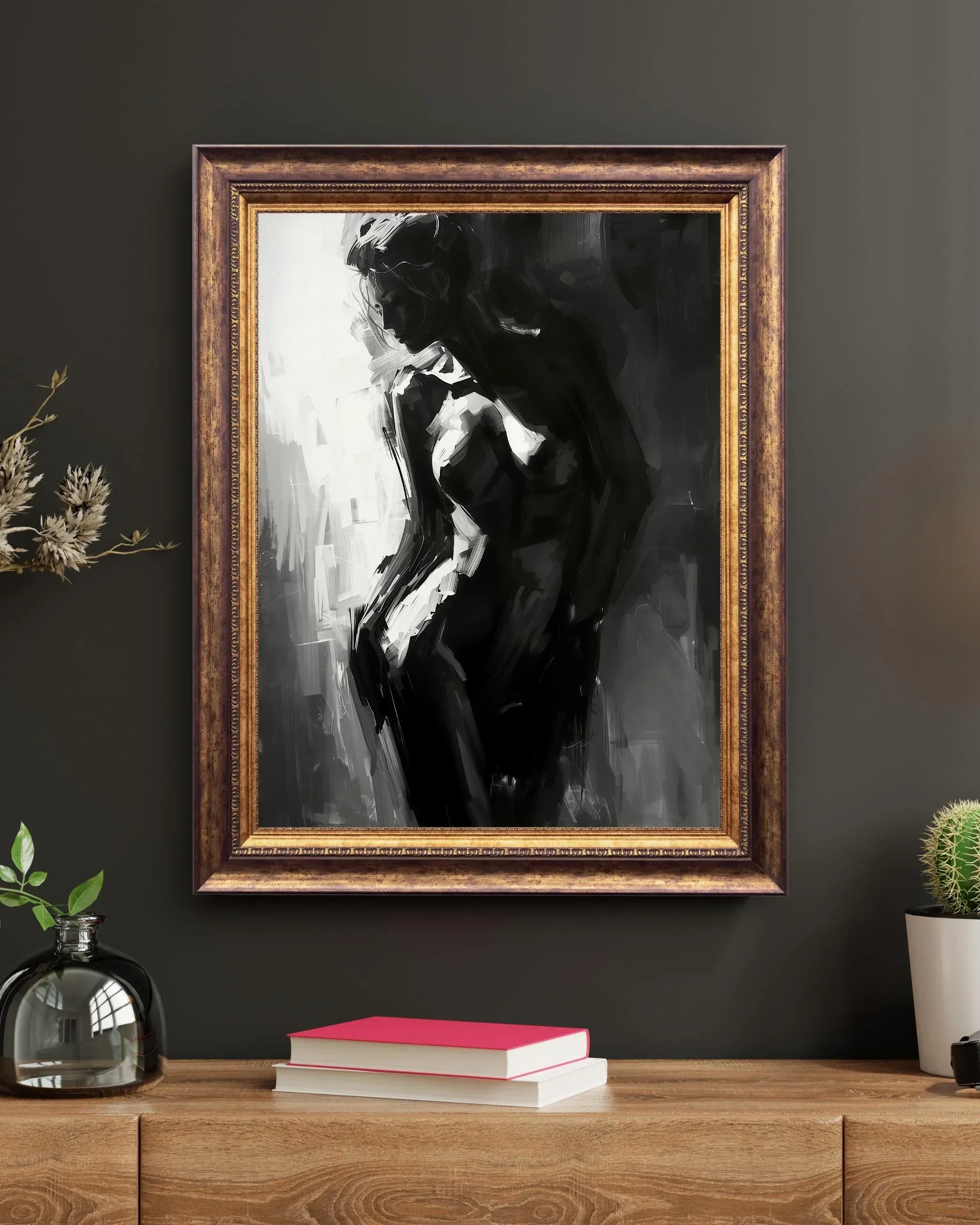 Black and White Woman Art Print, Abstract Silhouette (Digital Download Option) - AffinityArts 