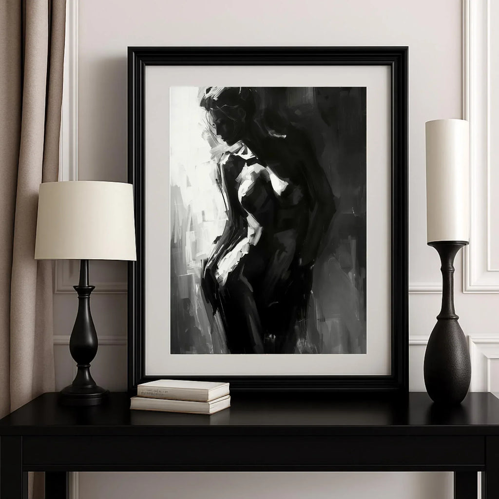 Black and White Woman Art Print, Abstract Silhouette (Digital Download Option) - AffinityArts 
