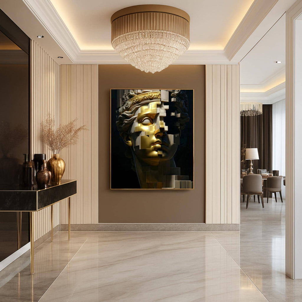 Gold Cubist Goddess Wall Art Poster, Marble Statue Abstract Print, Classical Sculpture Modern Art, Premium Paper AffinityArts