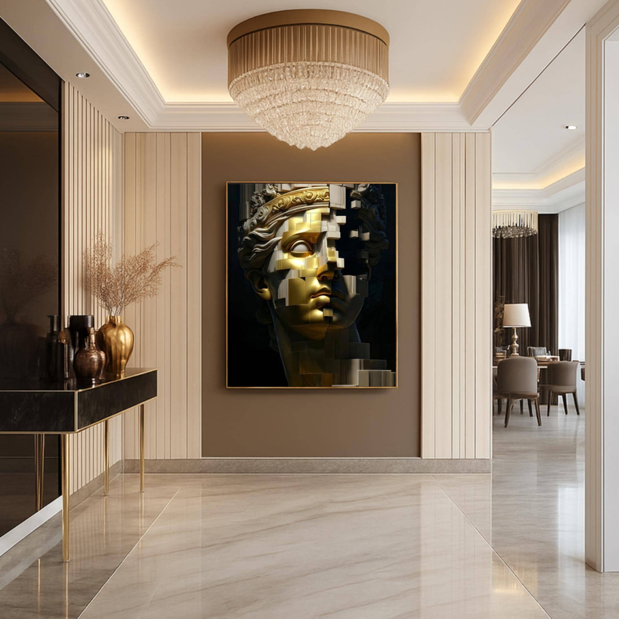 Gold Cubist Goddess Wall Art Poster, Marble Statue Abstract Print, Classical Sculpture Modern Art, Premium Paper AffinityArts