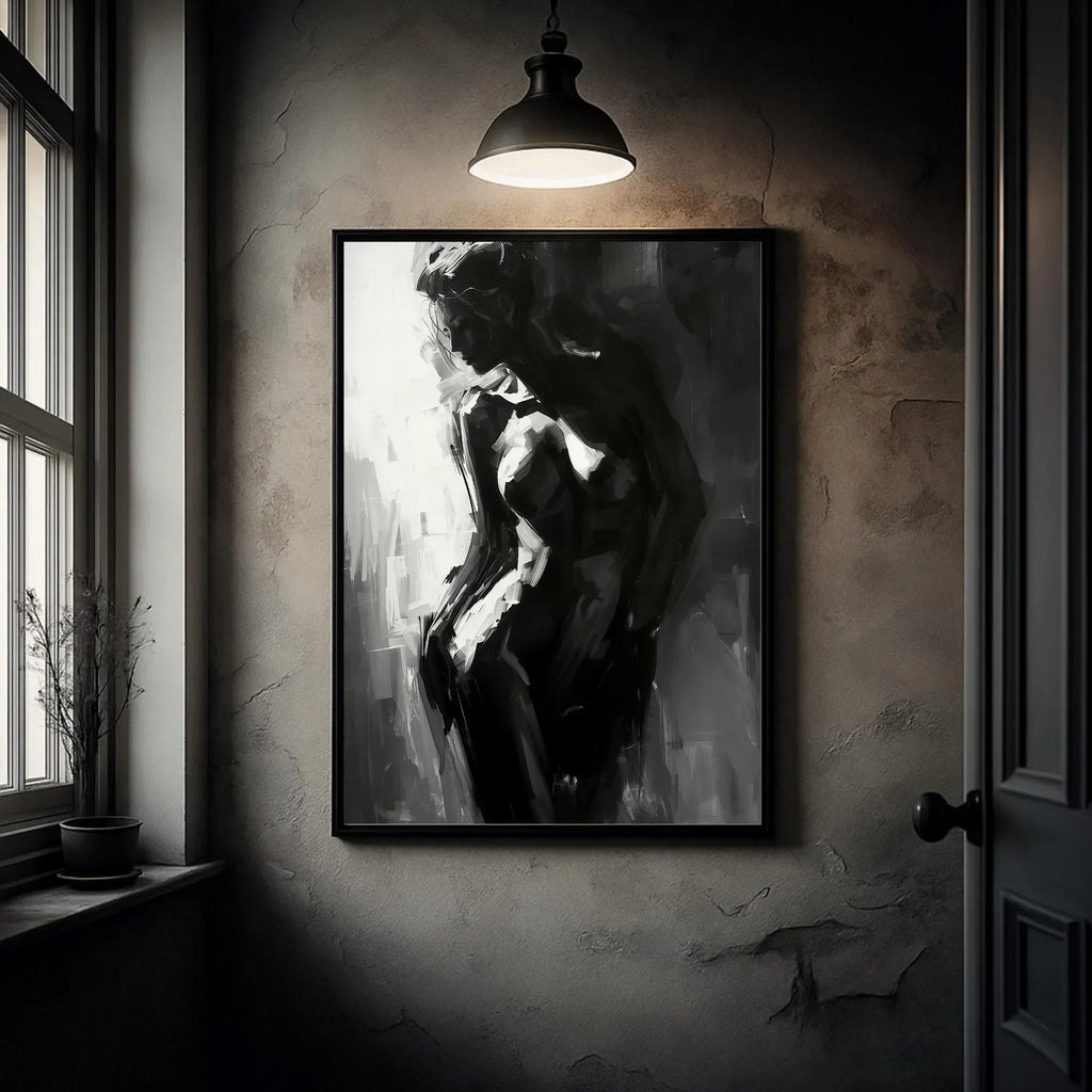 Black and White Woman Art Print, Abstract Silhouette (Digital Download Option) - AffinityArts 