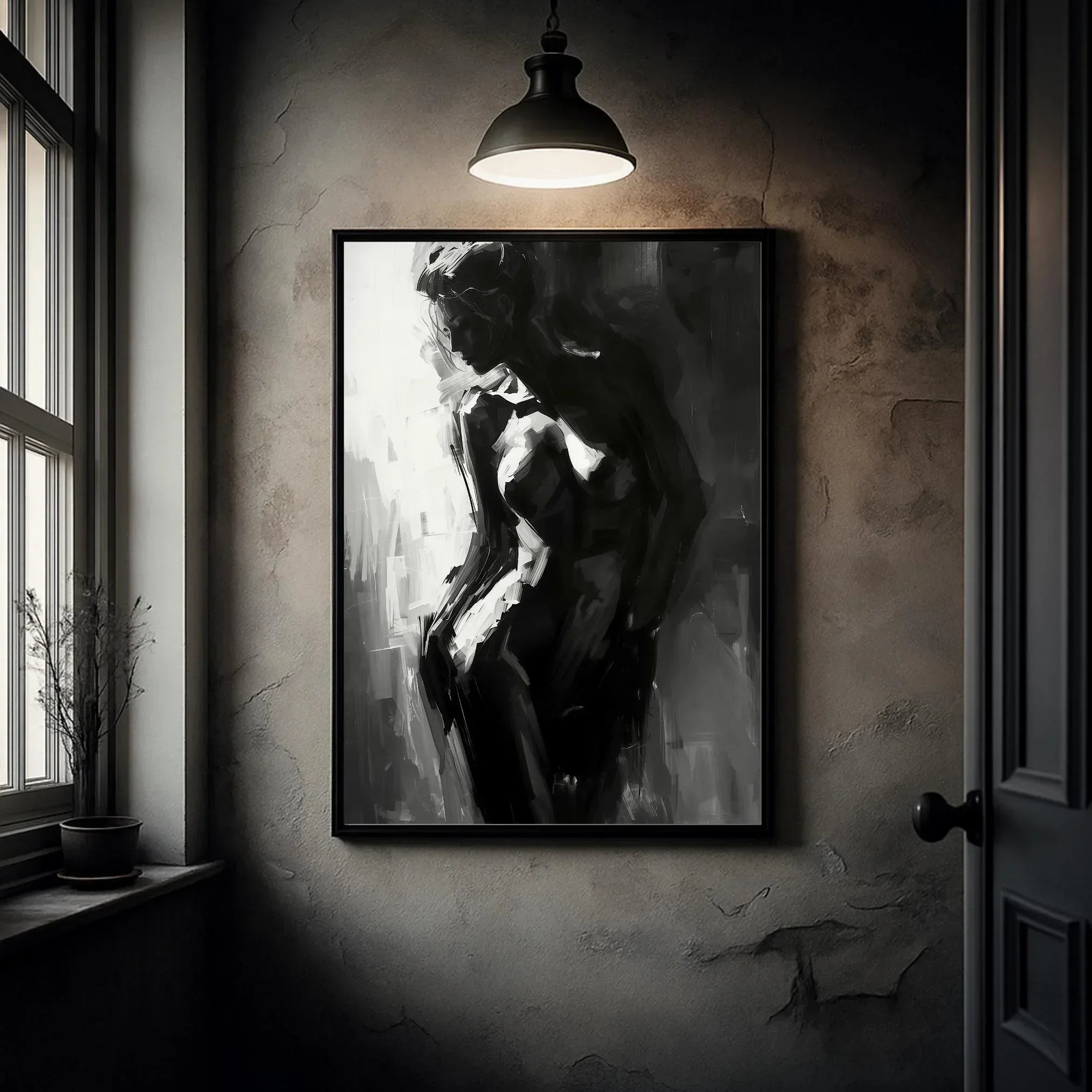 Black and White Woman Art Print, Abstract Silhouette (Digital Download Option) - AffinityArts 