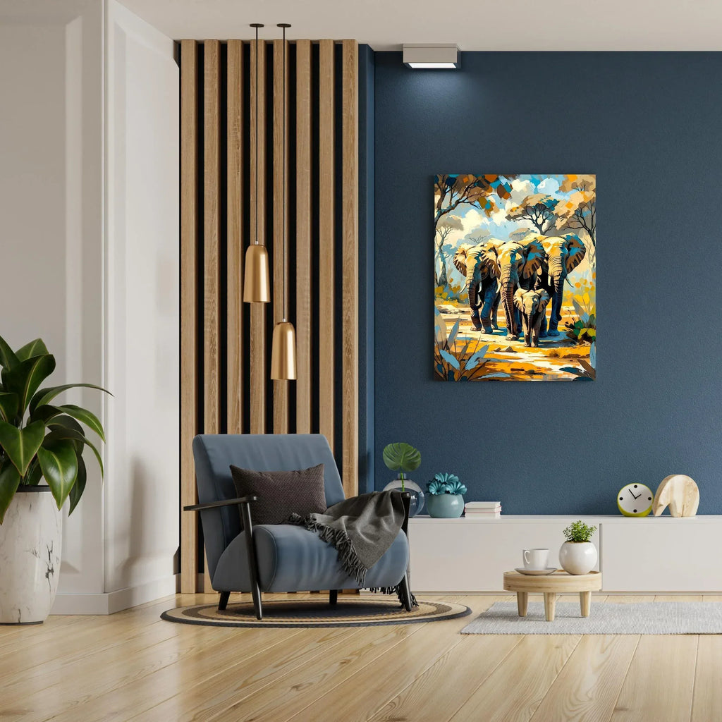 Elephant Family Canvas Print: African Safari Wall Art - AffinityArts 