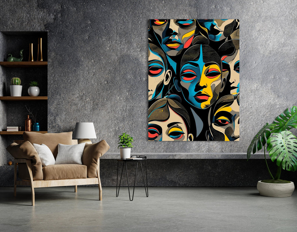 Abstract Colorful Face Art: Modern Pop Art Canvas Print - AffinityArts 