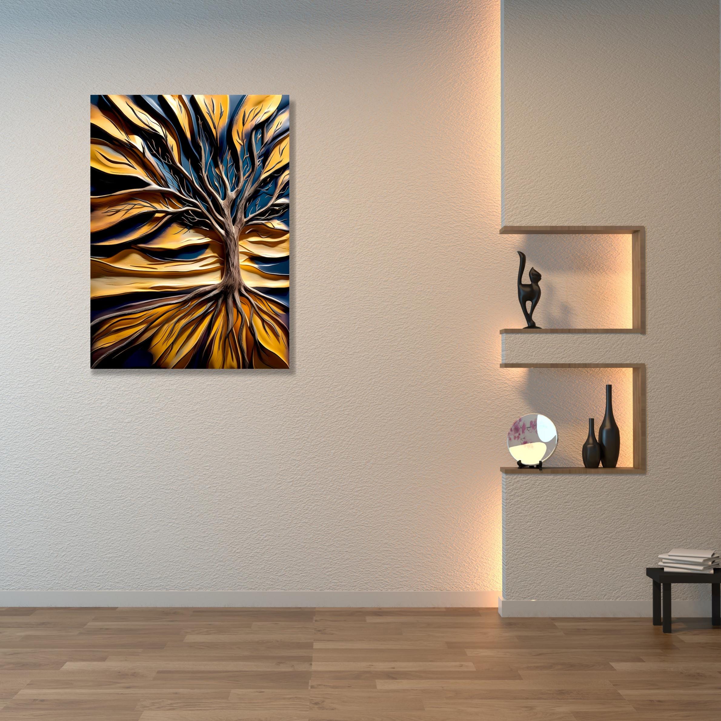 Tree of Life Canvas Art: Abstract Golden Leaves, Modern Nature Print AffinityArts
