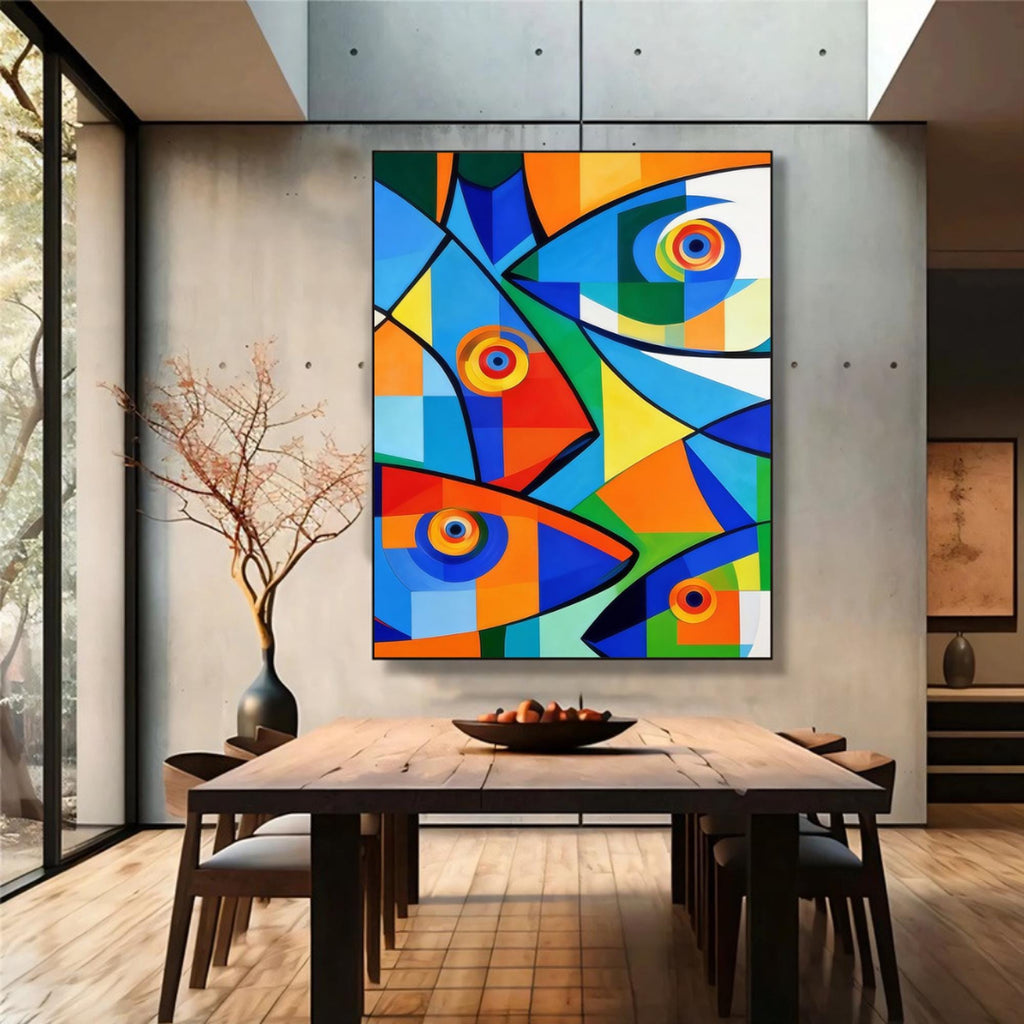 Cubist Fish Art Print, Colorful Geometric Ocean Poster or Canvas (Digital File Available) AffinityArts