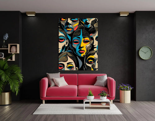 Abstract Colorful Face Art: Modern Pop Art Canvas Print - AffinityArts 