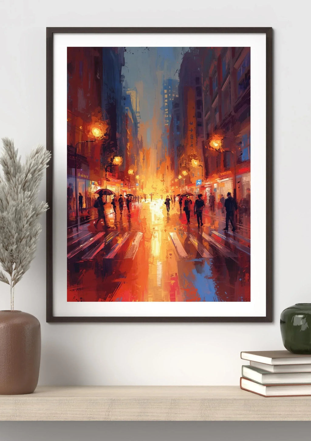 Rainy City Poster – Abstract Urban Wall Art Print, Modern Cityscape Decor - AffinityArts 